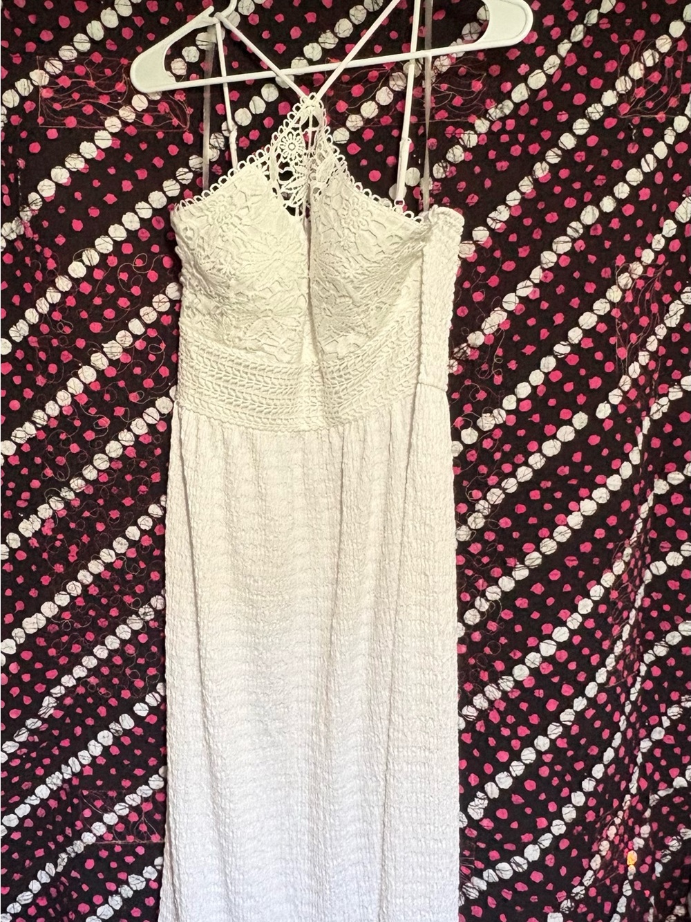 Derek Heart Cream Crochet Lace Maxi Dress